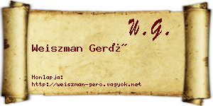 Weiszman Gerő névjegykártya